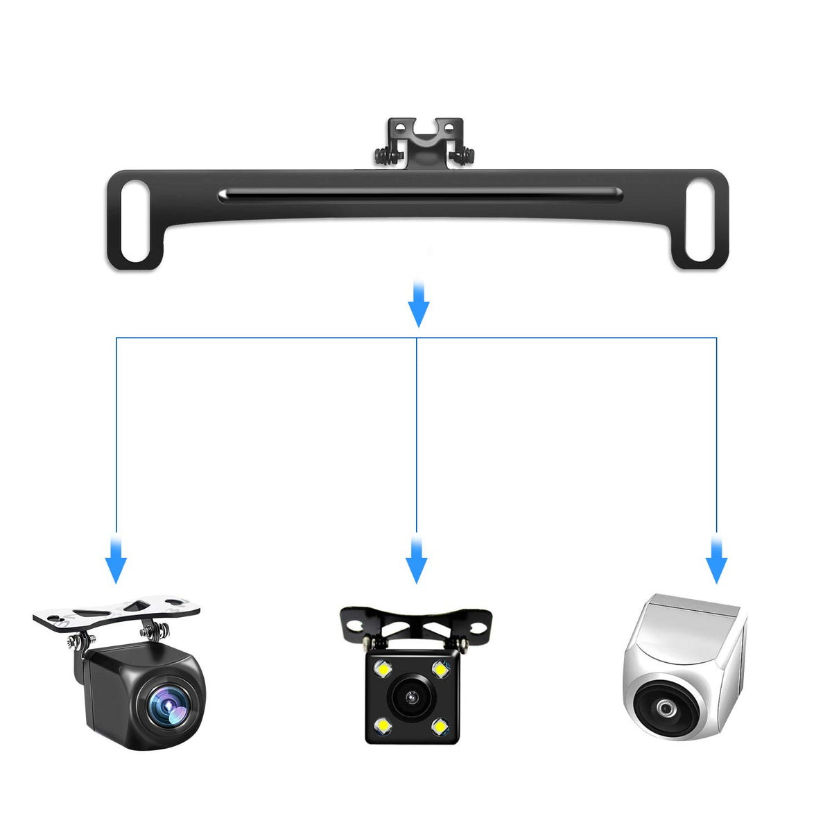 Pixelman Universal Car Rear View Camera License Plate Bracket | Upgraded Full Stainless Steel Backup Camera Mount, Dash Cam Mirror Accessory, Only Installation Holder