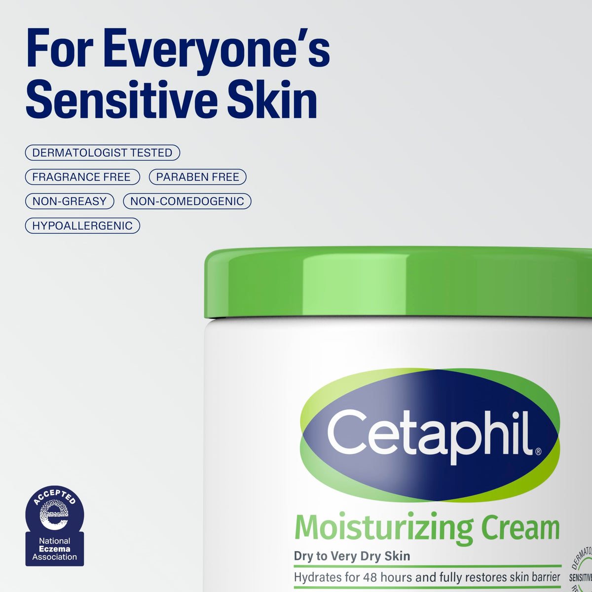 Cetaphil Moisturizing Cream, Face & Body Lotion Dry Sensitive Skin, 20oz | Fragrance-Free, Non-Comedogenic, Non-Greasy, Hydrates Very Dry Sensitive Skin, Dermatologist Recommended, 20 Oz Value Size