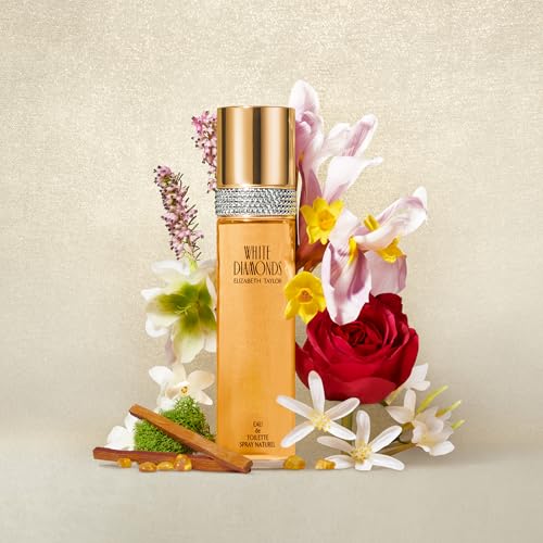 Elizabeth Taylor White Diamonds Eau de Toilette for Women, 3.3 fl oz | Women's floral chypre eau de toilette. Perfume with notes of lily, neroli, warm amber, and sandalwood.
