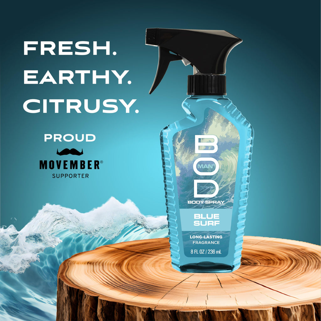 BOD man Fragrance Body Spray, Blue Surf, 8 fl oz