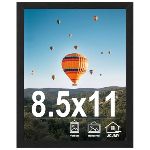 JCJMY 8.5x11 Picture Frame for Wall or Tabletop Display, Black | 8.5 x 11 Certificate Photo Frame with Shatter-Resistant Plexiglass, Sturdy Classic 8.5 by 11 Frame
