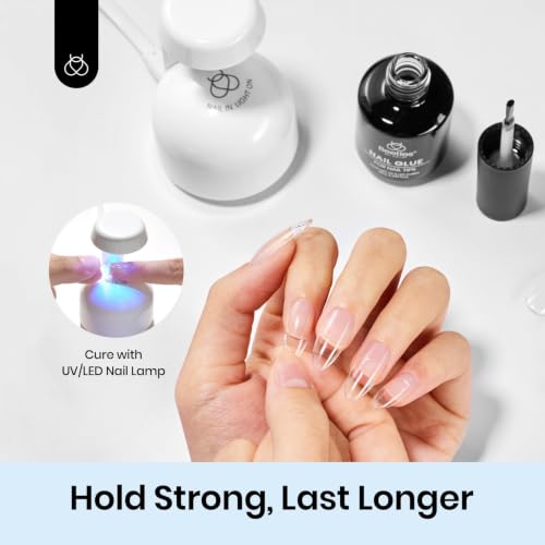 Beetles Gel Polish 9 in 1 Gel Nail Glue for Clear Acrylic Nail Tips | 2Pcs 15ml Long Lasting Nail Gel Kit for False Nails Tips, Base Blooming Nail Gel, U V Light Required, Gift for Women
