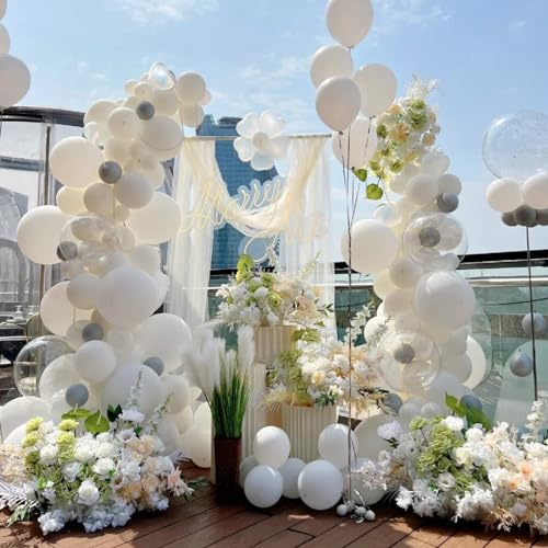 White Balloons 12 inch, White Latex 50pcs Party Balloons | Engagement, Bridal Shower, Wedding, Birthday Party Decorations