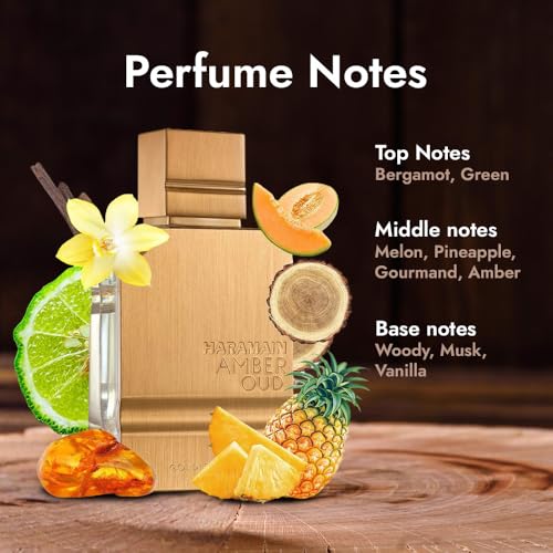 Al Haramain Amber Oud Arabic Long Lasting Perfume for Women & Men, 2 oz | Long Lasting Cologne for Men & Women with Bergamot, Green Notes, Melon, Pineapple & Vanilla, Sweet Gift for Adults