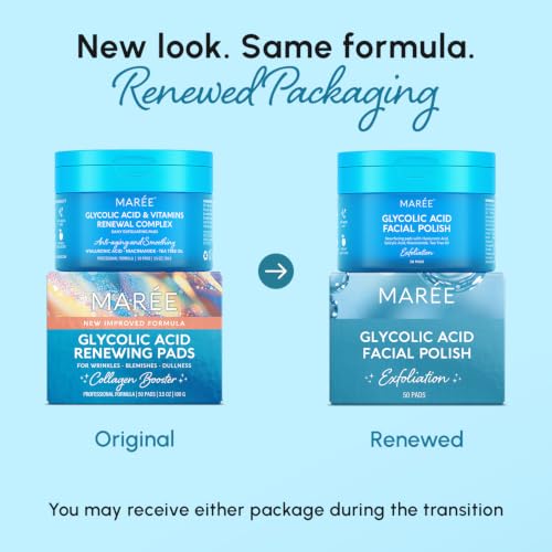 MAREE Glycolic Acid Toner Pads - Face Pads for Exfoliating Peel Zero Pore | Glycolic acid pads, sun spot remover for face, exfoliating face pads with glycolic acid and salicylic acid, acne wipes