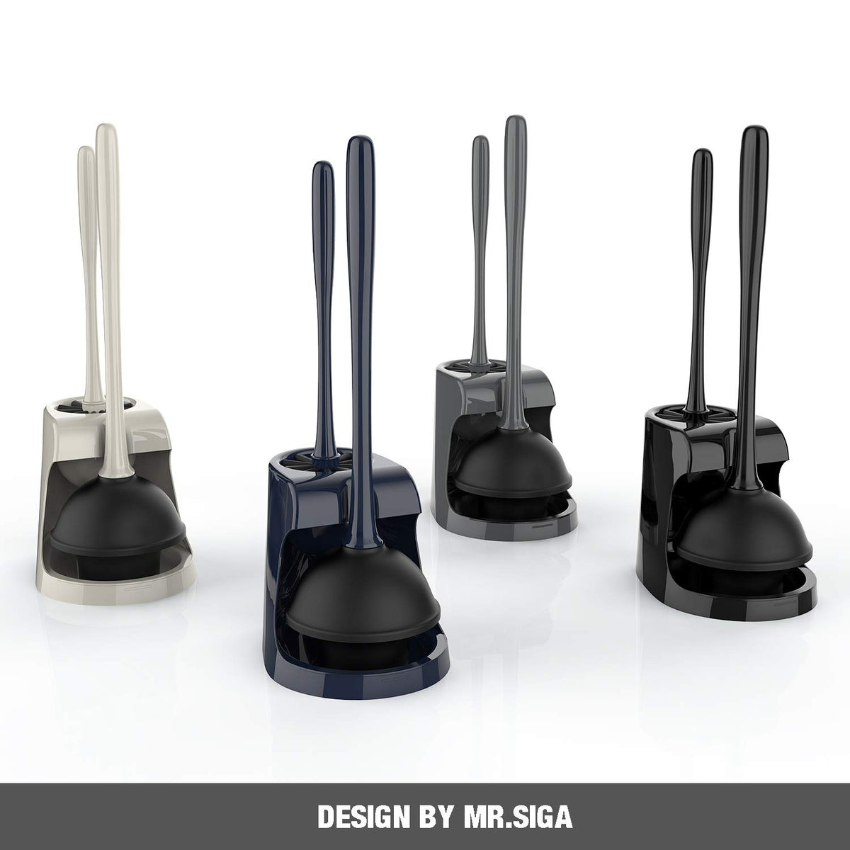 MR.SIGA Toilet Plunger and Bowl Brush Combo for Bathroom Cleaning, Black | Heavy duty toilet brush and plunger set, toilet bowl brush and plunger with holder