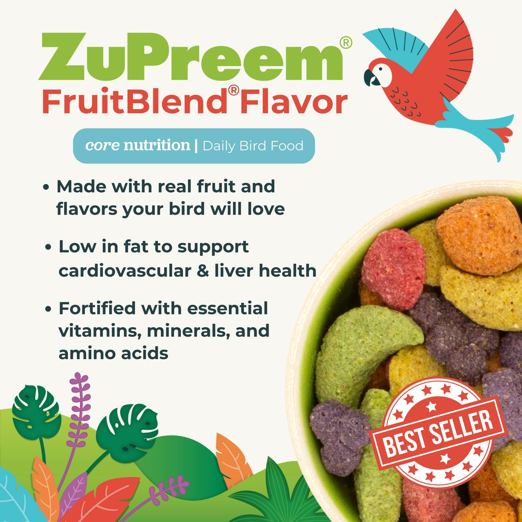 ZuPreem FruitBlend Macaw & Cockatoo Food, Uniform Bird Food, L, 3.5 lb | Bird Food Pellets, Real Fruit, Fruit Blend, Macaw Food, Cockatoo, Bird Pellets, Quakers, Parrot, Medium Birds, Made in USA