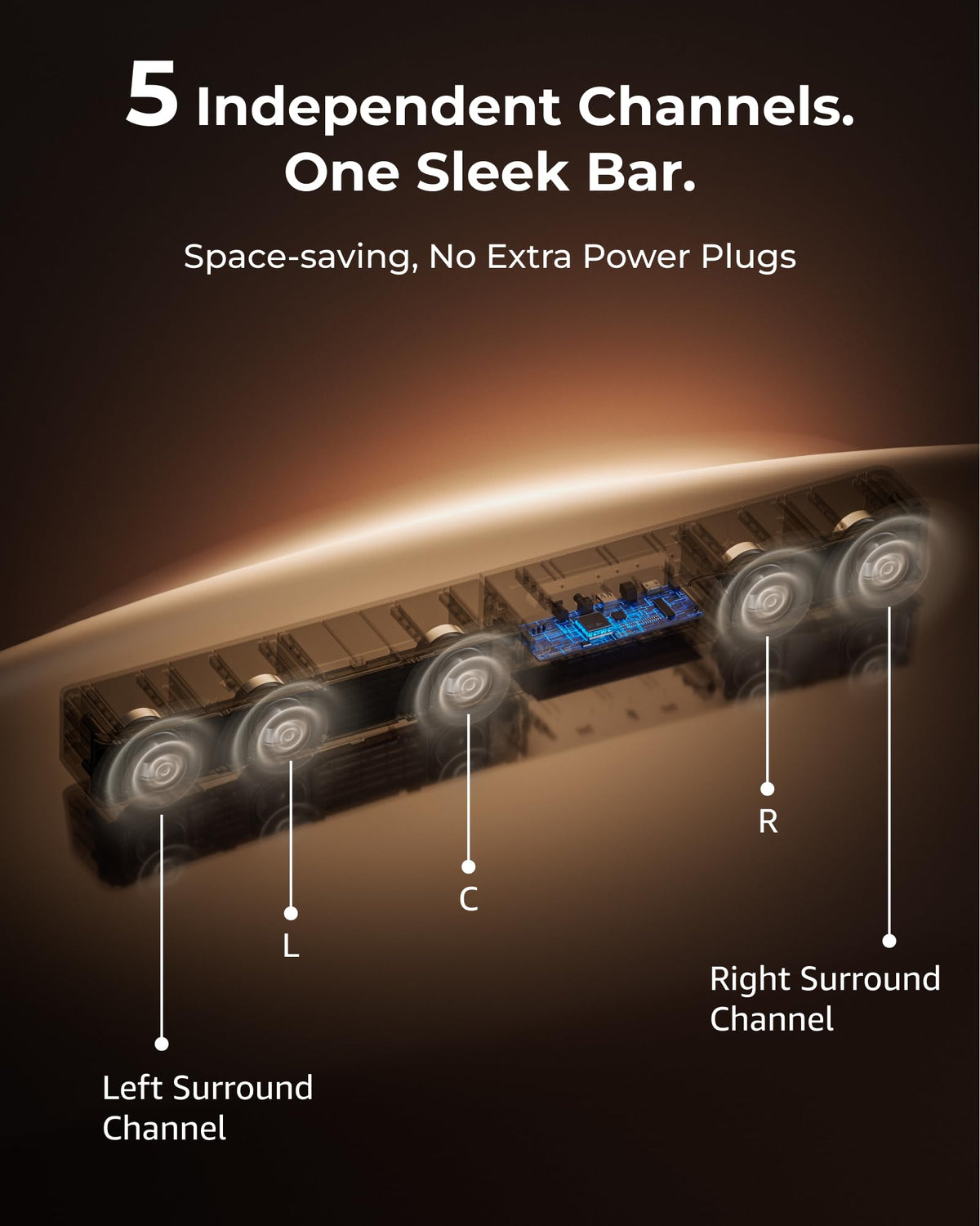 ULTIMEA 5.1CH Surround Sound Bar System with Dolby Atmos, Poseidon M60 | VoiceMX, BassMX, APP, 300W Soundbar for Smart TV, Surround Sound System for TV, with Subwoofer, Bluetooth 5.4