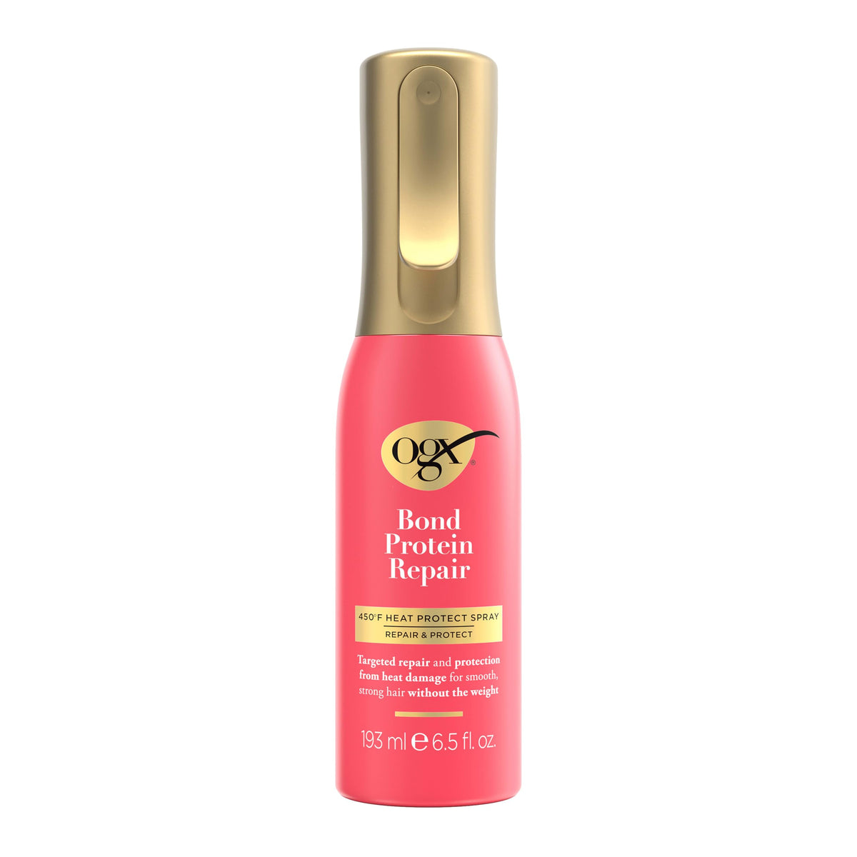 OGX Bond Protein Repair 450°F Heat Protect Spray, 6.5 fl. oz | Weightless Repair Mist, Nonstop Damage Protection*, All Hair Types, Heat Spray, Preps Hair for Styling