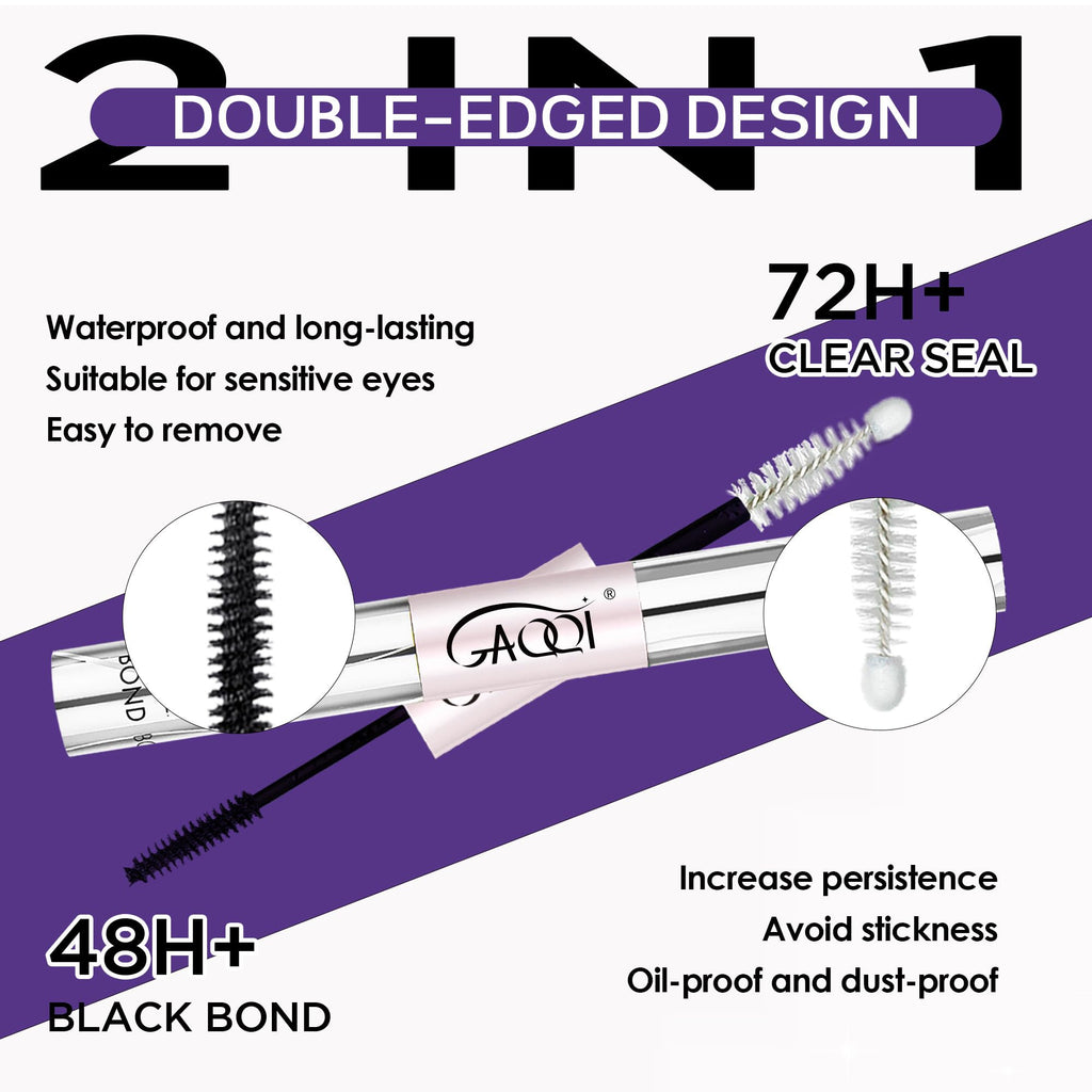 GAQQI Lash Cluster Glue, Waterproof Bond and Seal Lash Glue, Black - 10ml | Strong Hold 3-7days, Latex-free & Formaldehyde-free, Waterproof, For Cluster/ Individual/ Strip Lashes, Easy to Use