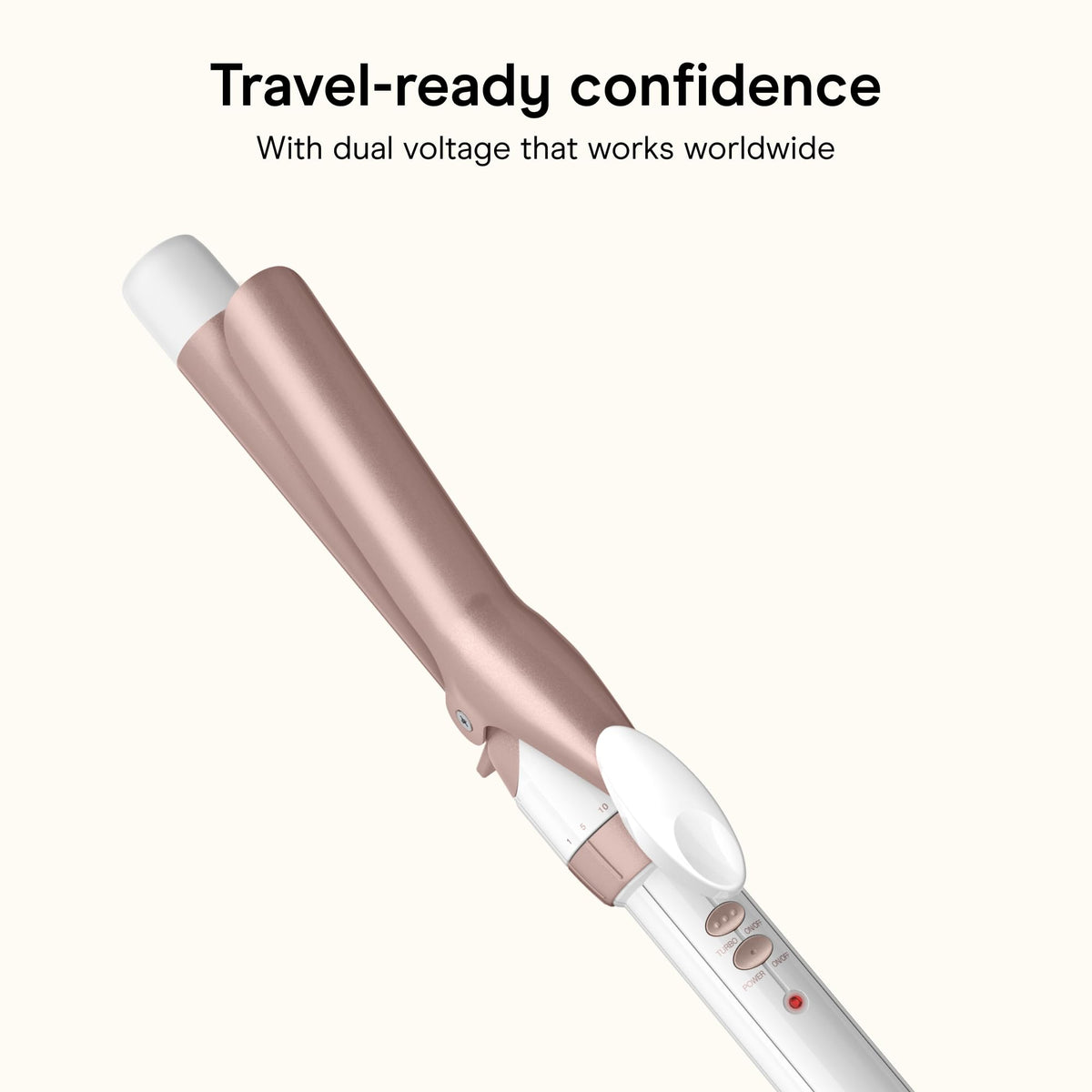 Conair Curling Iron, Double Ceramic, 1-in. Barrel, White/Rose Gold | Hair curler and hair waver for medium to long hair, 30 heat settings, dual voltage, built-in heat protection, auto-off