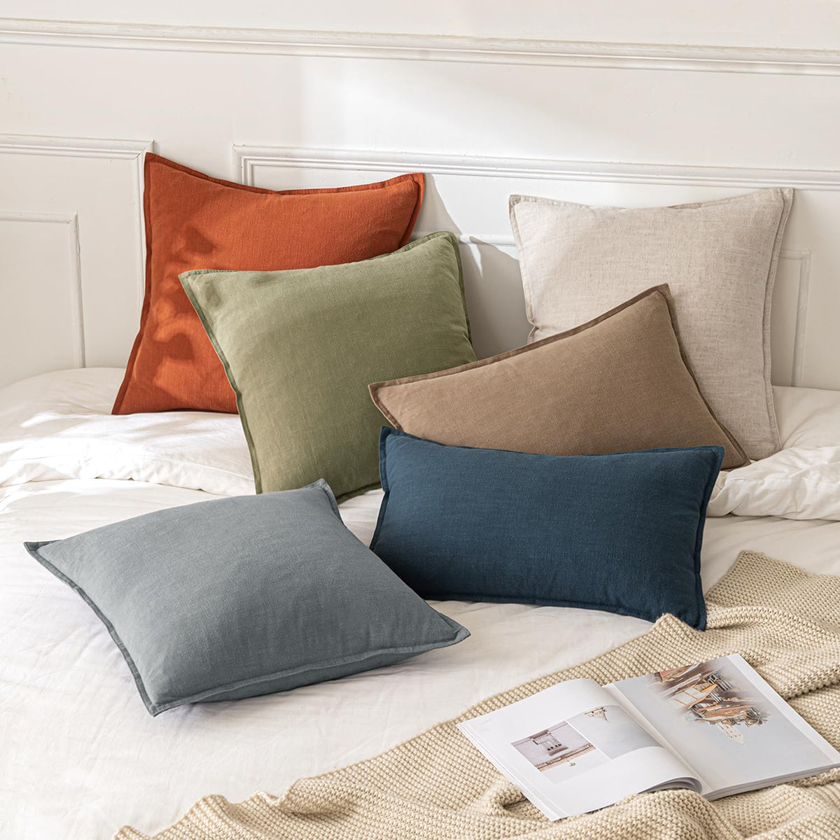 MIULEE Decorative Euro Sham Pillow Covers 26x26 Natural Beige | Boho Farmhouse​ ​Neutral Couch Throw Pillows for Bed, Pack of 2 Accent Modern Pillowcases, Sofa Livingroom Home Decor