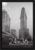 Americanflat 24x36 Poster Frame - Engineered Wood - Black | Polished plexiglass front, hangs vertical or horizontal, sawtooth hangers included, secure turn-tab backing