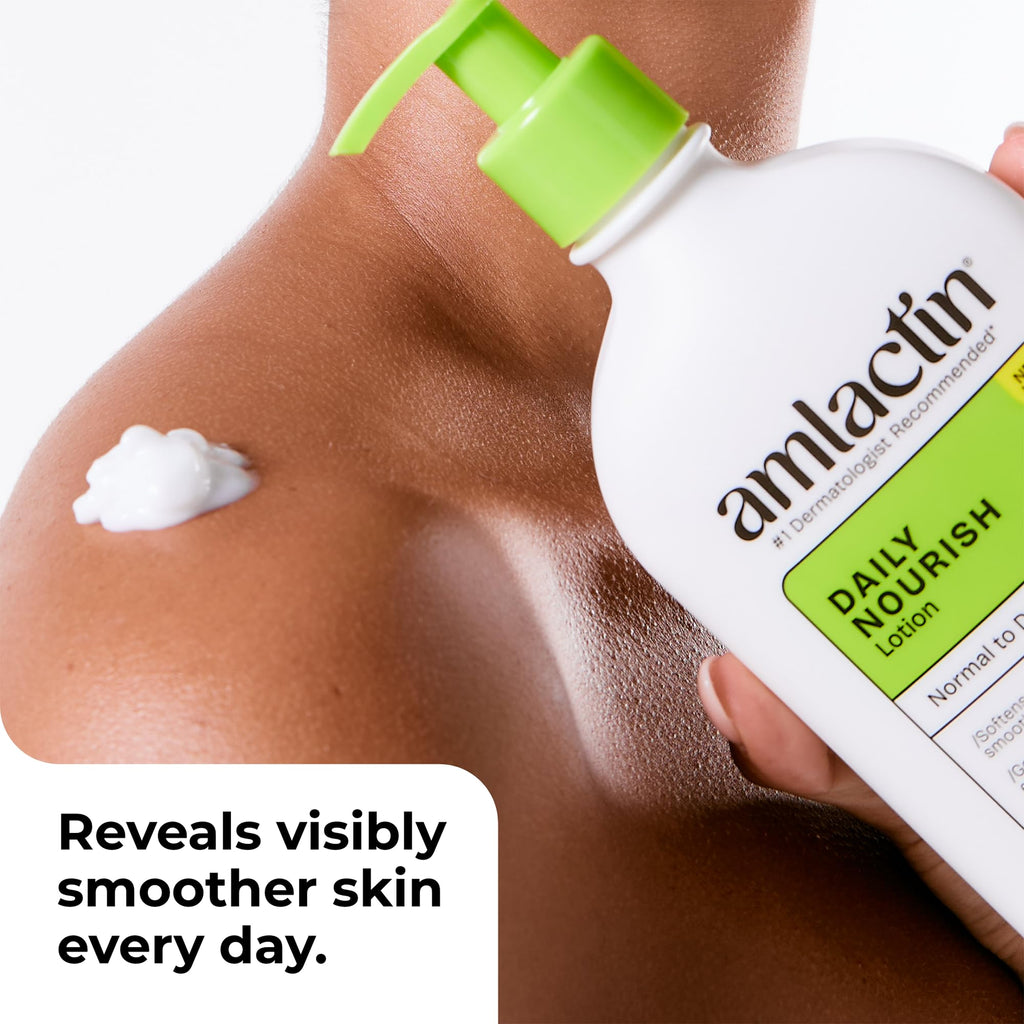 Amlactin Daily Nourish Body Lotion, 12% Lactic Acid, 14.1 oz | 12% lactic acid body lotion exfoliates and moisturizes dry skin to help reveal softer, smoother daily hydration.