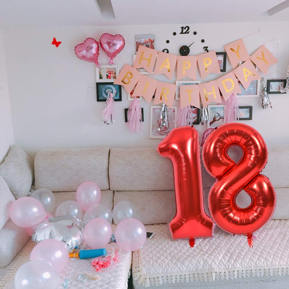 TONIFUL 40 Inch Red Number 3 Balloons Large Foil 3rd Birthday Decorations | Red 3 Balloon Number Three for 3rd 13th 23rd 30th Birthday 3 Year Anniversary, Red Birthday Decor for Men Women Boys Girls