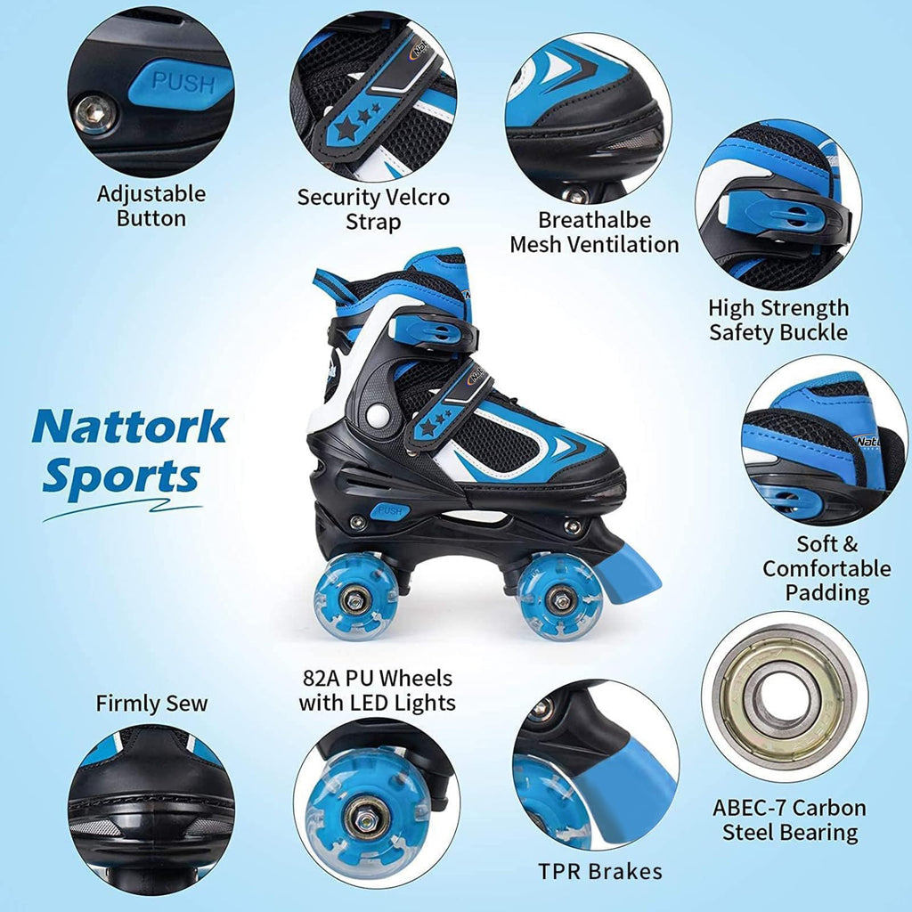 Kids Roller Skates for Boys - Green for Toddler Little Kids Age 4 5 6 7- Adjustable All Light up Wheels Indoor Outdoor Sports Birthday Gift for Son and Grandson