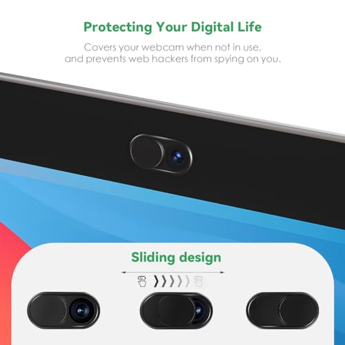 CloudValley Laptop Camera Cover Slide, Metal 0.023 Inch Ultra-Thin, 2 Packs | Web Webcam Cover for MacBook Pro / Air, Laptop, iMac, iPad, iPhone 8/7, Computer Accessories, Privacy Protection, Black