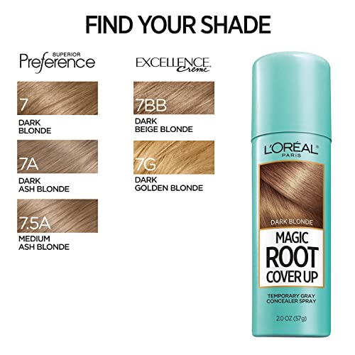 L'Oreal Paris Magic Root Gray Hair Cover Up, Dark Blonde, 2 oz | 100% Gray Hair Coverage with Buildable, Lightweight, and Transfer-Resistant Spray, Temporary Formula, Ammonia-Free
