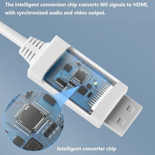 HOXIBSL 5ft WII to HDMI Converter Cable Adapter,for use with Full HD 1080P Devices with an HDMI Port,Compatible with WII,U,HDTV, Monitor (White)