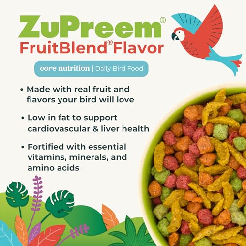 ZuPreem FruitBlend Cockatiel & Conure Food, Uniform Bird Food, M, 2 lb | Bird Food Pellets, Fruit Blend, Cockatiel Food, Conures, Lovebirds, Love Bird Pellets, Cockatiel Pellets, Parrot, Medium Bird