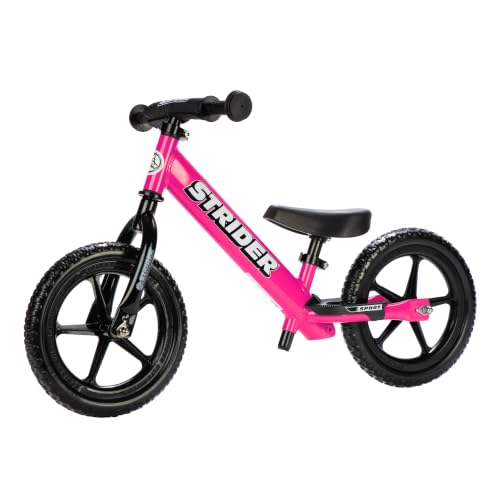 Strider 12 Sport, No Pedal Balance Bike for Kids Ages 1–4 Years, Pink | No-Pedal Balance Bike for Toddlers, Safety Pad, Adjustable Seat and Handlebars Lightweight Frame, Never-Flat Tires