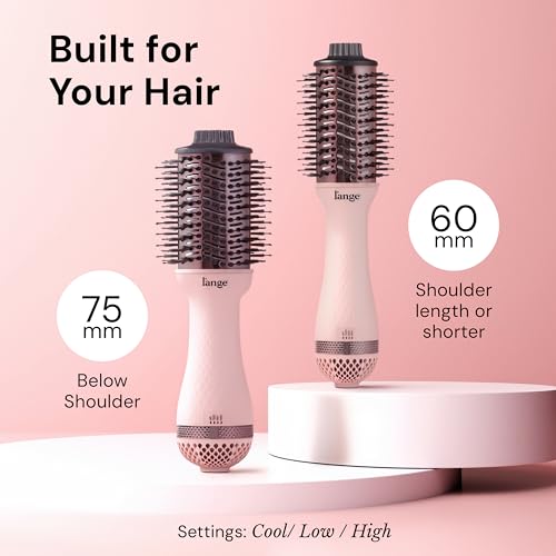 L'ANGE HAIR Le Volume 2-in-1 Titanium Blow Dryer Brush | Frizz Control Blowout Hair Dryer Brush for Drying and Styling | Volumizing Hot Air Styler for All Hairstyles | Oval Barrel | Blush - 60mm