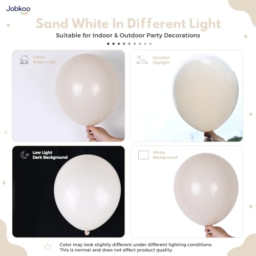 Jobkoo Sand White Balloons 12 Inch, 50 Pcs Boho Beige Cream Latex Balloon | Matte Retro White Sand Neutral Helium Balloons for Birthday Wedding Baby Bridal Shower Wedding Anniversary Party Decoration