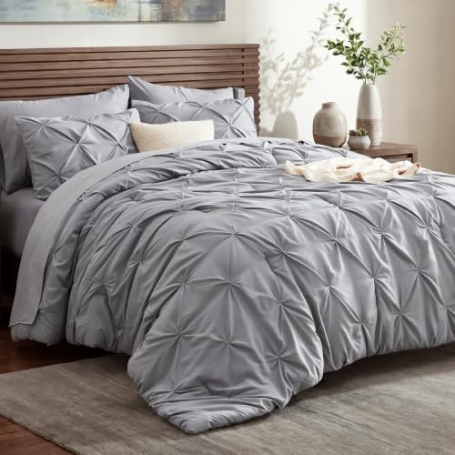 Bedsure 7-Piece Queen Bedding Comforter Set & Sheet Set, Grey Bed in a Bag