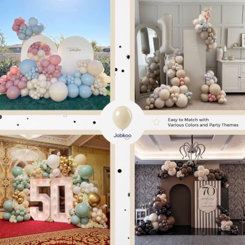 Jobkoo Sand White Balloons 12 Inch, 50 Pcs Boho Beige Cream Latex Balloon | Matte Retro White Sand Neutral Helium Balloons for Birthday Wedding Baby Bridal Shower Wedding Anniversary Party Decoration