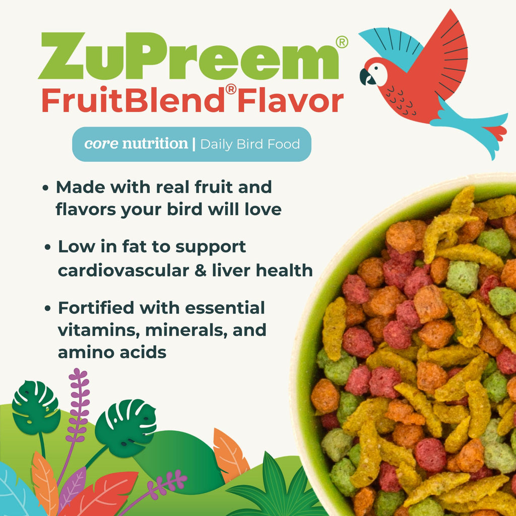 ZuPreem FruitBlend Cockatiel & Conure Food, Uniform Bird Food, M, 2 lb | Bird Food Pellets, Fruit Blend, Cockatiel Food, Conures, Lovebirds, Love Bird Pellets, Cockatiel Pellets, Parrot, Medium Bird
