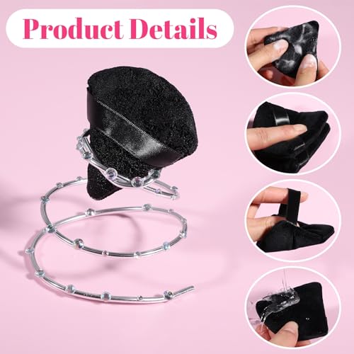 Pimoys Powder Puffs, 6 Pack Triangle Makeup Puff, Black | Soft Velour, Triangle and Round Design, Washable, Finger Strap, for Loose Powder