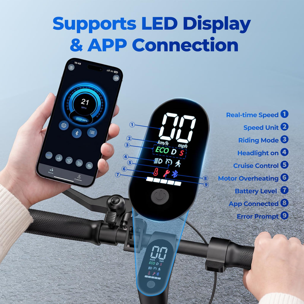 Electric Scooter Adults, 1000W/500W Motor, 28/21 Miles Max Range, 10''/8.5" Tires All Terrain, 25/20 MPH Top Speed, Lightweight Commuting E Scooter, Foldable for Adults Teens