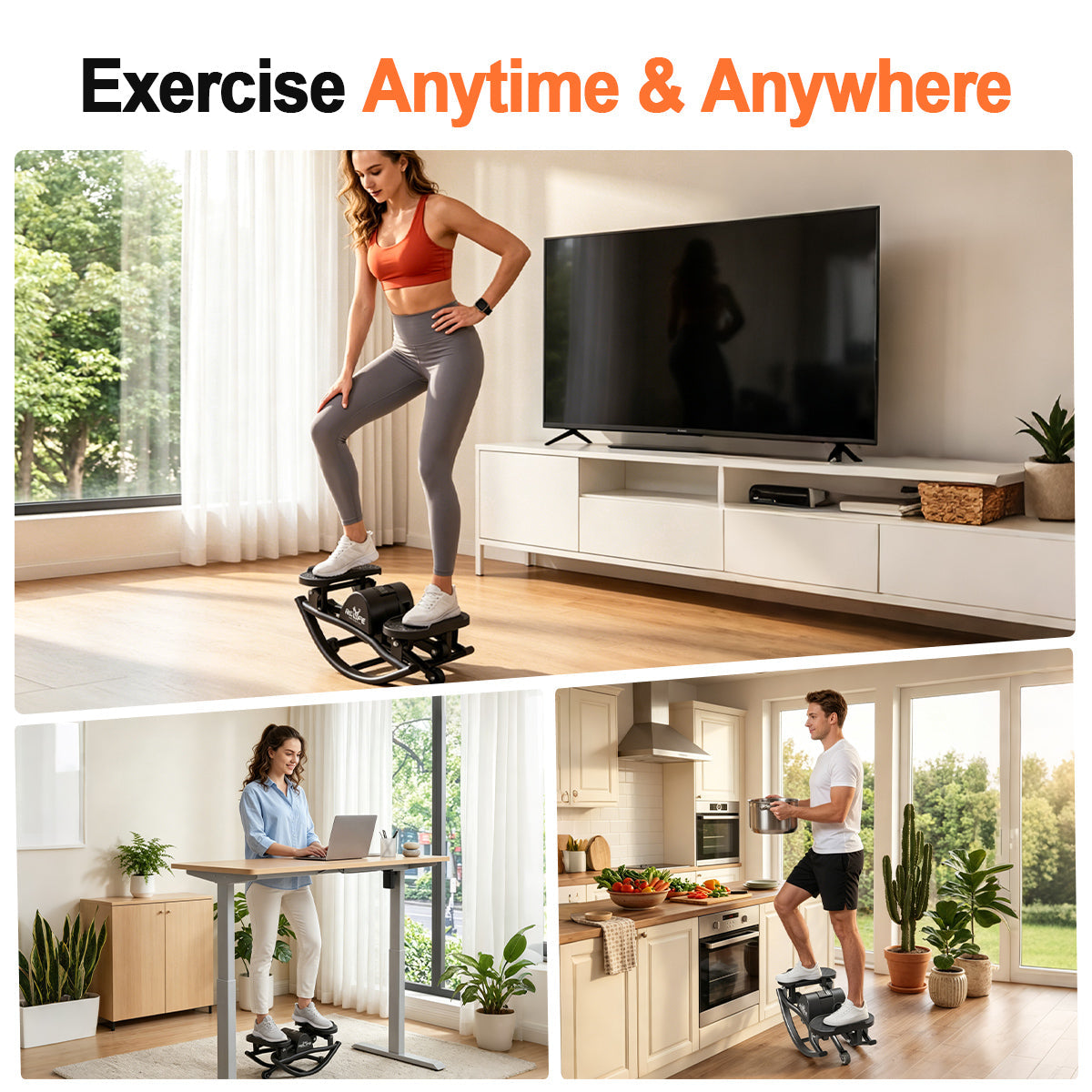 Rocking Stepper Machine with Resistance Bands for Exercise at Home