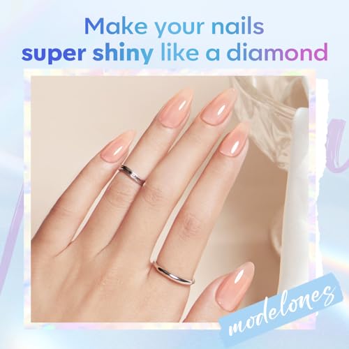 modelones Gel Top Base Coat Set 15ml 2026 Upgrade No Wipe Super Shine | Clear Glossy Gel Polish Acid Free Shiny for Press Ons Acrylic Gel Nail Art Soak Off U V Lamp Cure DIY Home Salon Manicure