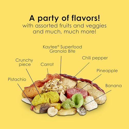 Kaytee Fiesta Parrot Food for Large Birds, 2.5 Pounds | Fun feeding. Bird food with fruits, veggies, grains. Bird seeds, shapes and textures for natural foraging