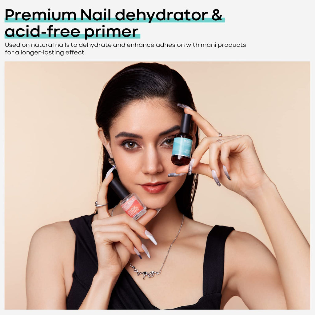 modelones Nail Dehydrator and Primer, Acid Free Prep Kit for Base Coat | Natural Hema-Free dehydrator & Bond Primer Prep Kit, Acrylic Nail Supplies 2 Pcs 15 ml