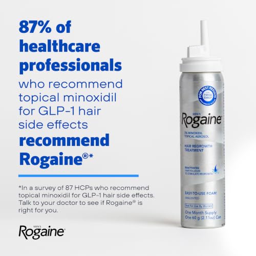 Men's Rogaine 5% Minoxidil Topical Foam, Unscented, 3 x 2.11 oz | Hair Regrowth Foam, Topical Hair Loss Treatment for Men, Regrow Fuller, Thicker Hair, Unscented, Aerosol, 3-Month Supply