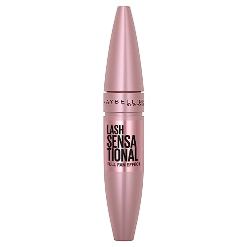 Maybelline Lash Sensational Washable Mascara, Lengthening and Volumizing for a Full Fan Effect, Blackest Black, 1 Count