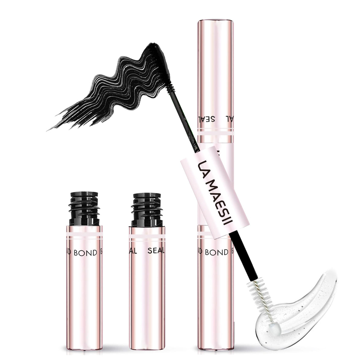 LA MAESII Lash Cluster Glue, 2 in 1 Lash Bond and Seal, Black Eyelash Glue | 10ml,Waterproof, Long Lasting 72H+, Latex Free, Quick Dry, for Sensitive Eyes,DIY at Home Use