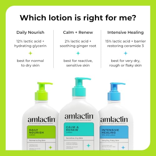 Amlactin Daily Nourish Body Lotion, 12% Lactic Acid, 14.1 oz | 12% lactic acid body lotion exfoliates and moisturizes dry skin to help reveal softer, smoother daily hydration.