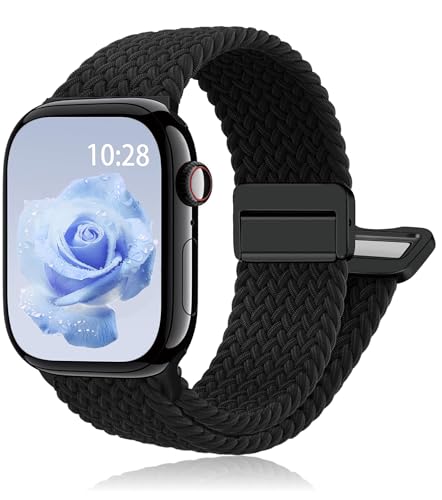 Magnetic Braided Stretchy Loop - Compatible with Apple Watch Band Women Men | 42mm 46mm 40mm 41mm 44mm 45mm 38mm 49mm Sport Solo Loop,Elastic Fabric Nylon Strap for iWatch 12 11 10 9 8 7 6 5 4 3 SE Ultra