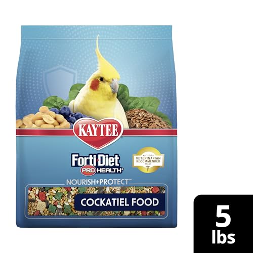 Kaytee Forti-Diet Pro Health Nourish+Protect Cockatiel Food, 5 lb | Digestive support daily. Parrot food for cockatiels. Prebiotics, probiotics, bird feed