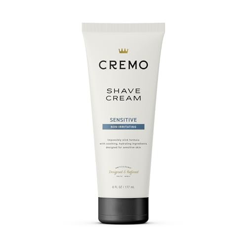 Cremo Shaving Cream for Men, Sensitive, 6 Fl Oz | Barber grade, Smooth shave cream, Cooling finish, Helps with razor irritation, Slick hydrating formula