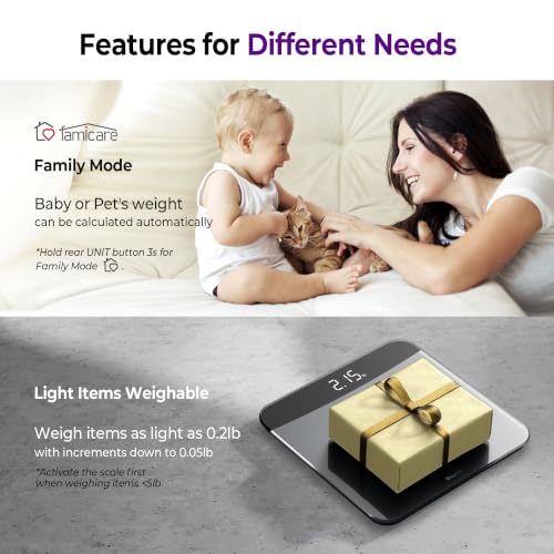 Ovutek Bathroom Scales Digital Weight 450lb, Most Accurate to 0.05lb | Extra LED Display with Large Clear Numbers for Body Weighting, Baby, Pet, Elderly Home Use, Sturdy and Durable Base Machine