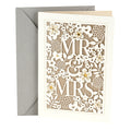 Hallmark Wedding Card (Mr. & Mrs.) | Die-cut Floral and Heart Pattern, Glittery Gold Backdrop, Envelope Included, High Quality Paper, Card Measures 5.8" X 8.3"