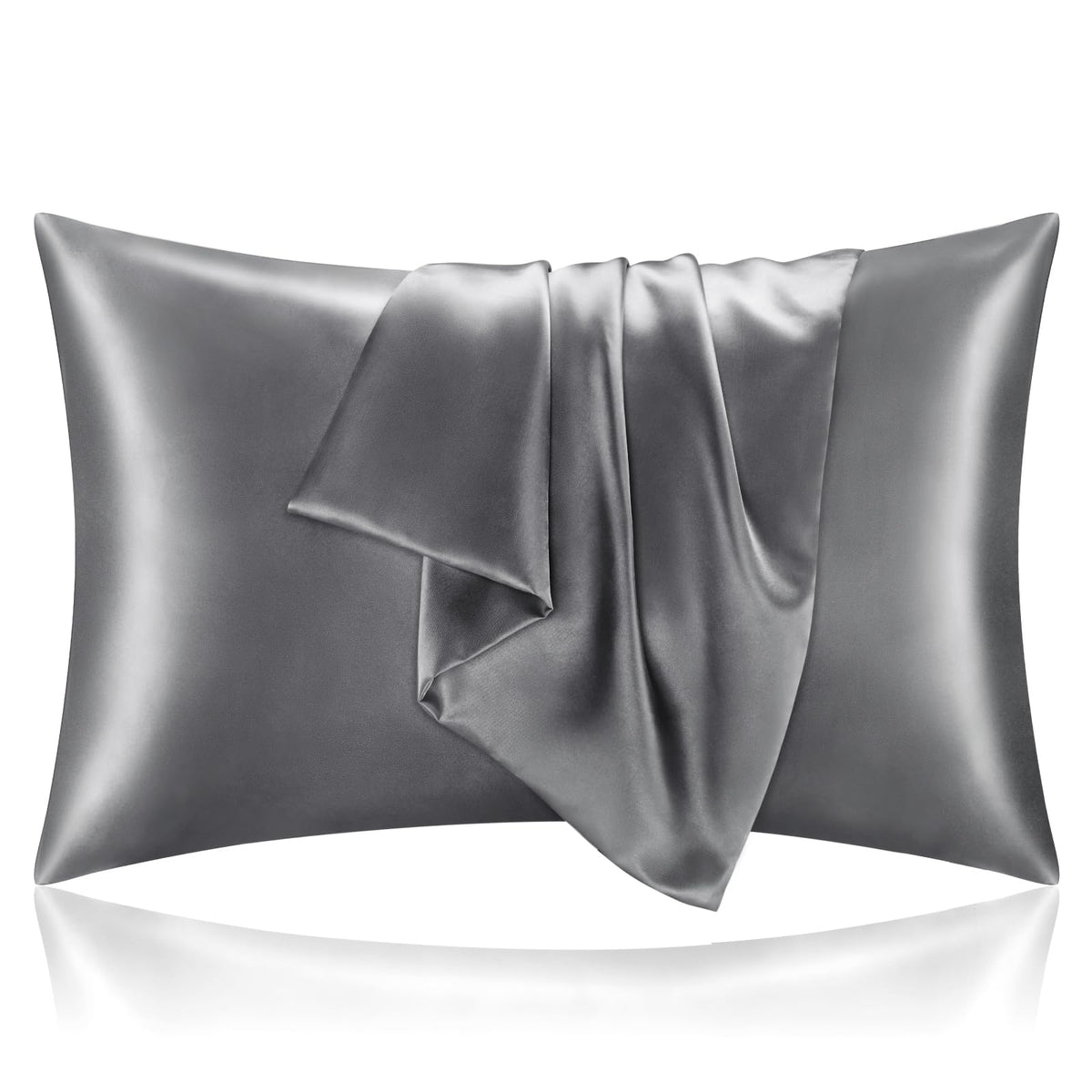BEDELITE Satin Pillowcases, Queen Size 20x30 Inch, Dark Grey, Set of 2 | Similar to Silk Pillow Cases, Soft and Cooling, Reduces Friction, Gentle on Hair and Skin, Envelope Closure, Women Men Gift