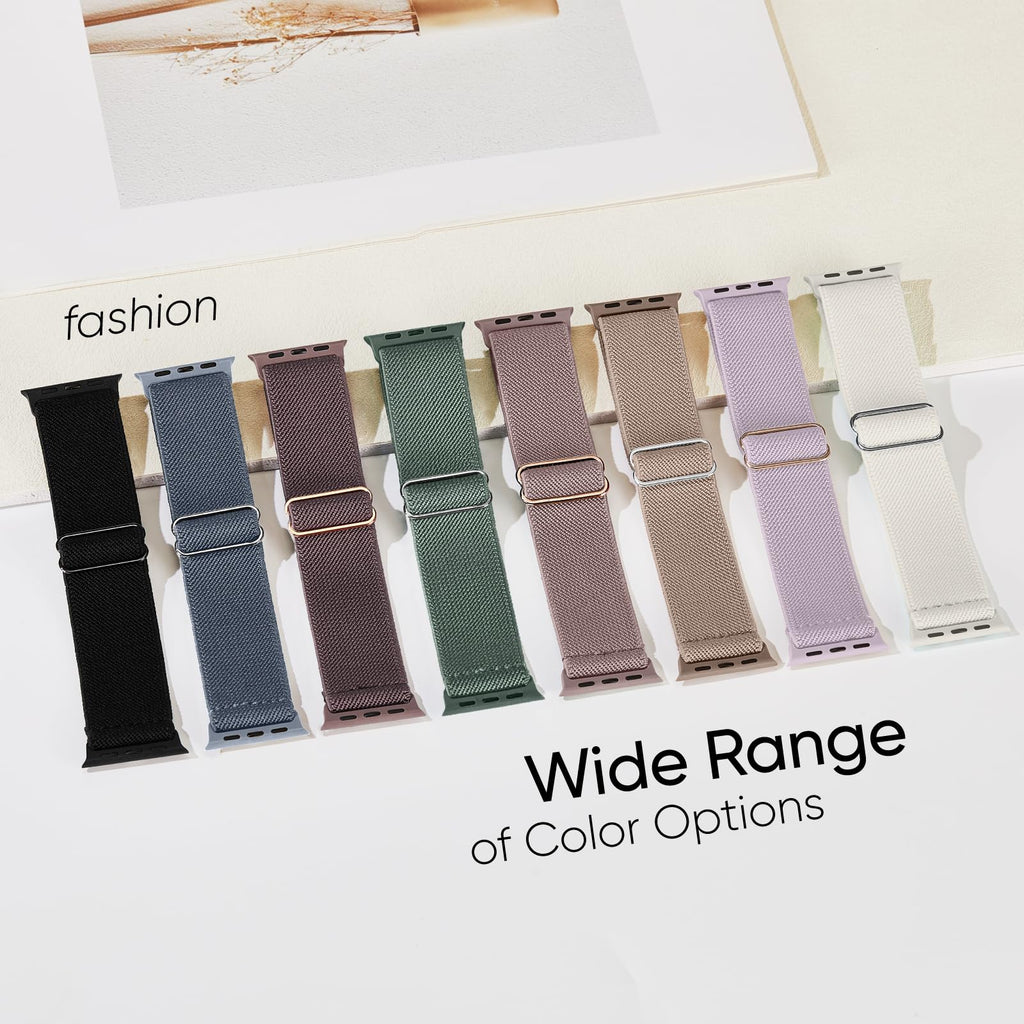 10 Pack Stretchy Bands Compatible with Apple Watch Band Women Men | 40mm 38mm 41mm 42mm 44mm 45mm 46mm 49mm Water-Resistant Solo Loop, Elastic Sport Straps for iWatch Series 12-1/SE/Ultra 4