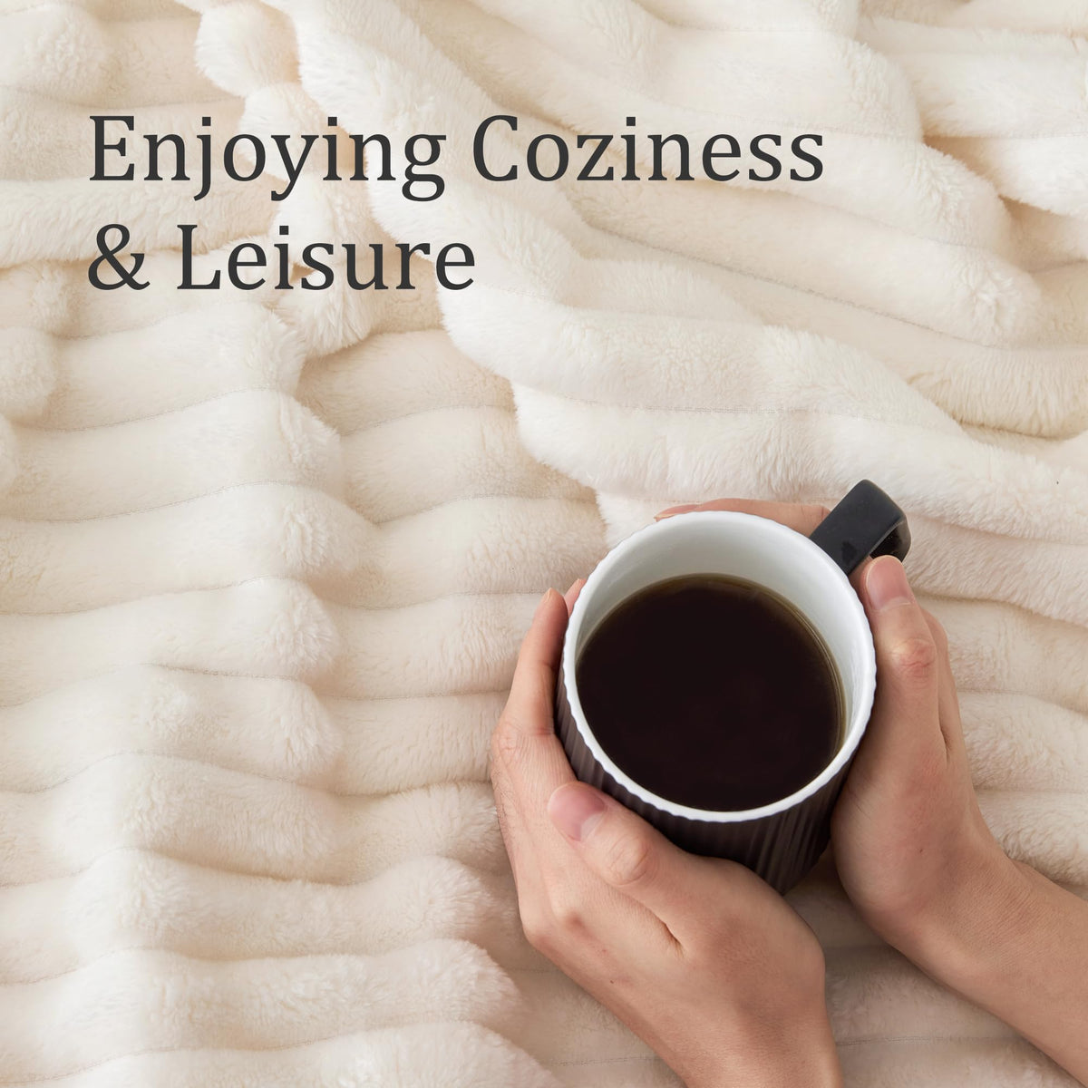 BEDELITE Ribbed Fleece Throw Blanket for Couch, Cream, 50"x60" | Ultra-Soft Plush Fleece, Cozy, Warm Yet Lightweight, Ribbed Texture, Home Decor, Machine Washable, Giftable, All-Season Use