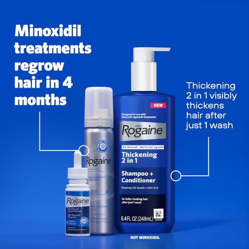 Men's Rogaine 5% Minoxidil Topical Foam, Unscented, 3 x 2.11 oz | Hair Regrowth Foam, Topical Hair Loss Treatment for Men, Regrow Fuller, Thicker Hair, Unscented, Aerosol, 3-Month Supply