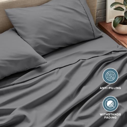 Bare Home Queen Sheet Set - 1800 Ultra-Soft (Queen, Grey) | Deep Pockets 6 to 15 Inches, Breathable, Hypoallergenic, Hotel Luxury, Easy Fit, Soft, All-Season